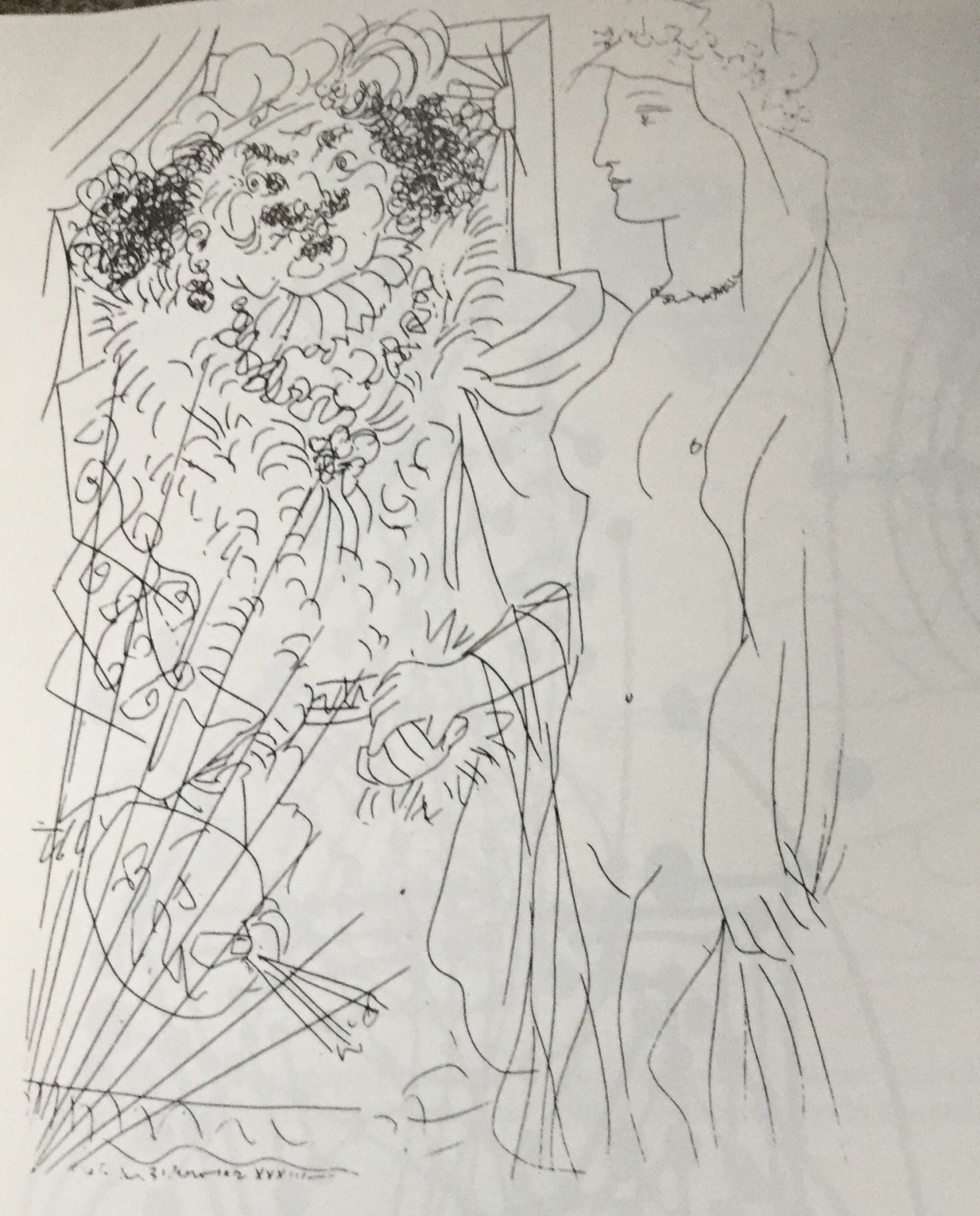 Illustrazioni per Il Capolavoro sconosciuto (edizione Vollard 1931) di Pablo Picasso che si rappresenta con la testa leonina di Rembrandt